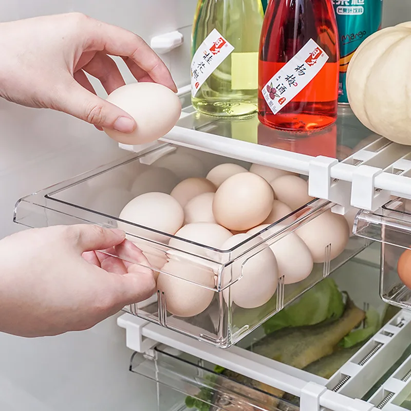 

Kitchen Refrigerator Storage Box Drawer Crisper with Grid Special Egg Food Refrigerator Finishing Box Food Storage Containers