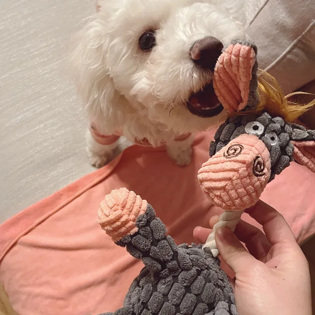 Plush Dog Toys Corduroy for Small Medium Dogs Animal Dog Squeaky Toy Bite Resistant Chew Toy Molar Teeth Cleaning Puppy Toys 5