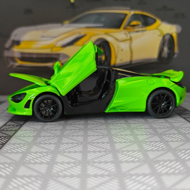 Фото Модель автомобиля McLaren 750s из сплава, масштаб 1:32, с открывающимися дверями и капотом, богато детализированная, с открывающимися элементами, украшение для автомобиля, подарок. №1