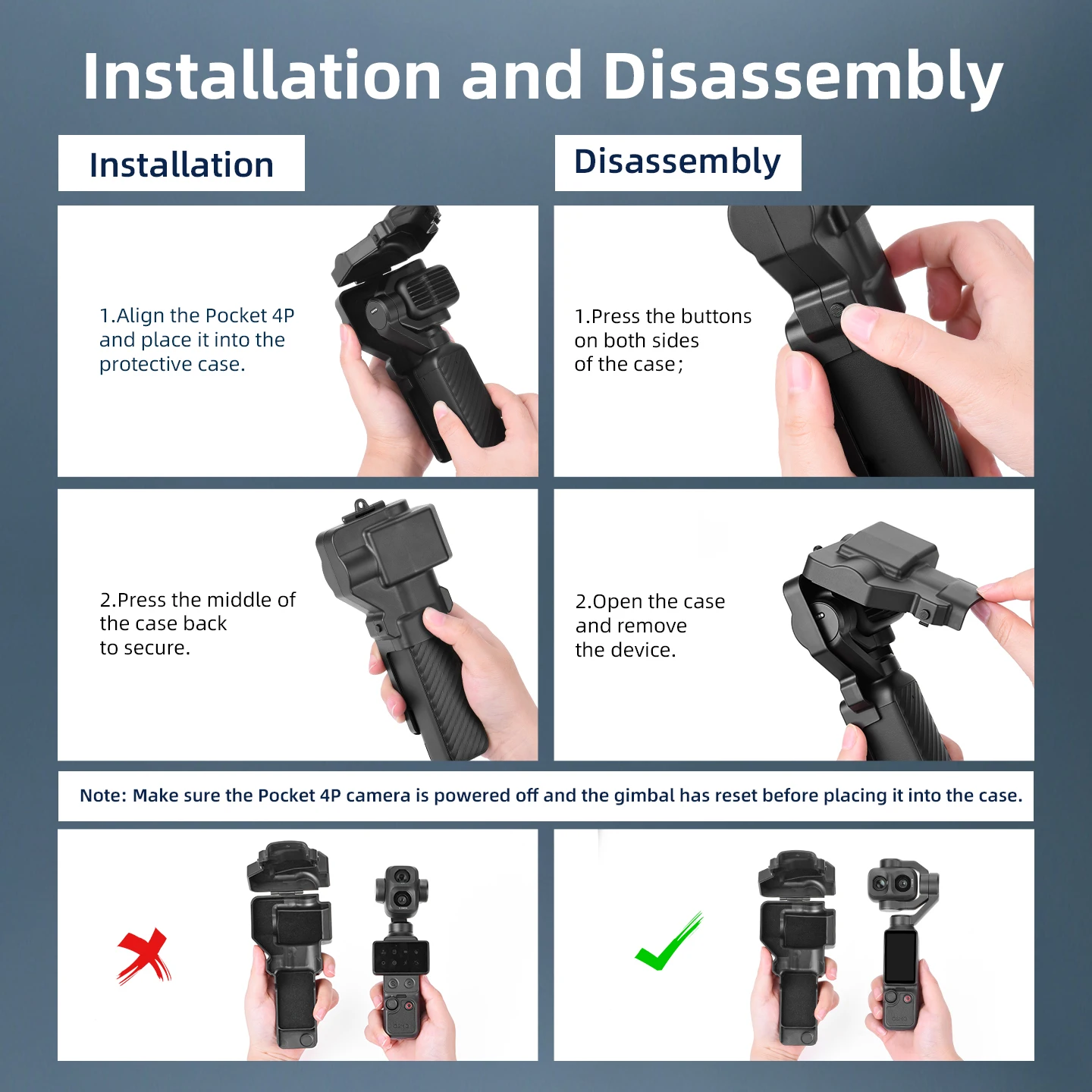 Фото Защитный чехол, совместимый с DJI Osmo Pocket 4P |   Защитный чехол-накладка для объектива и экрана из ABS+PC для гимбалов, аксессуары №3