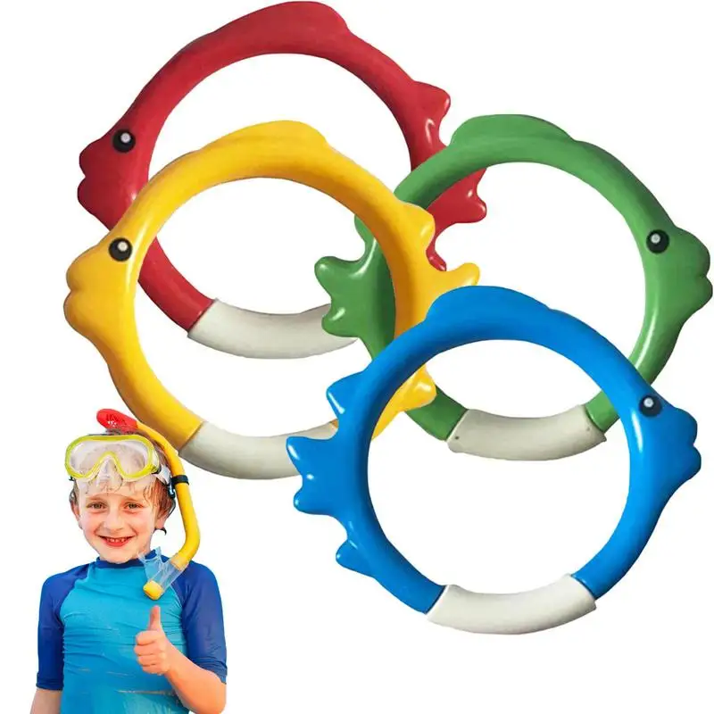 

Кольца для дайвинга, 4 шт., кольцо для рыбы для дайвинга, игрушка для бассейна, разноцветные тонущие игрушки для бассейна, игрушки для подводного плавания
