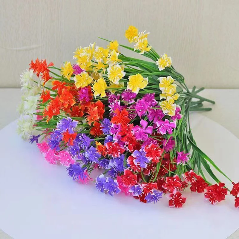 

New Beautiful Balcony Decorative Floral Rich Colors Artificial Plastic Fake Flowers Outdoor Garden Fleur Articielle Decoration