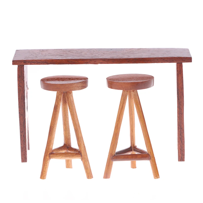 

Doll House Restaurant Decor Craft 1:12 Dollhouse Miniature Wooden Bar Table Chair Set For Kids Gift Pretend Play Toys