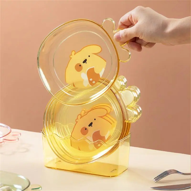 

4PCS/Set Cartoon Snack Plate Spit Bone Dish Multifunctional Anti Falling Food-grade Fruit Dry Plate Trash Plate Kitchen Supplies