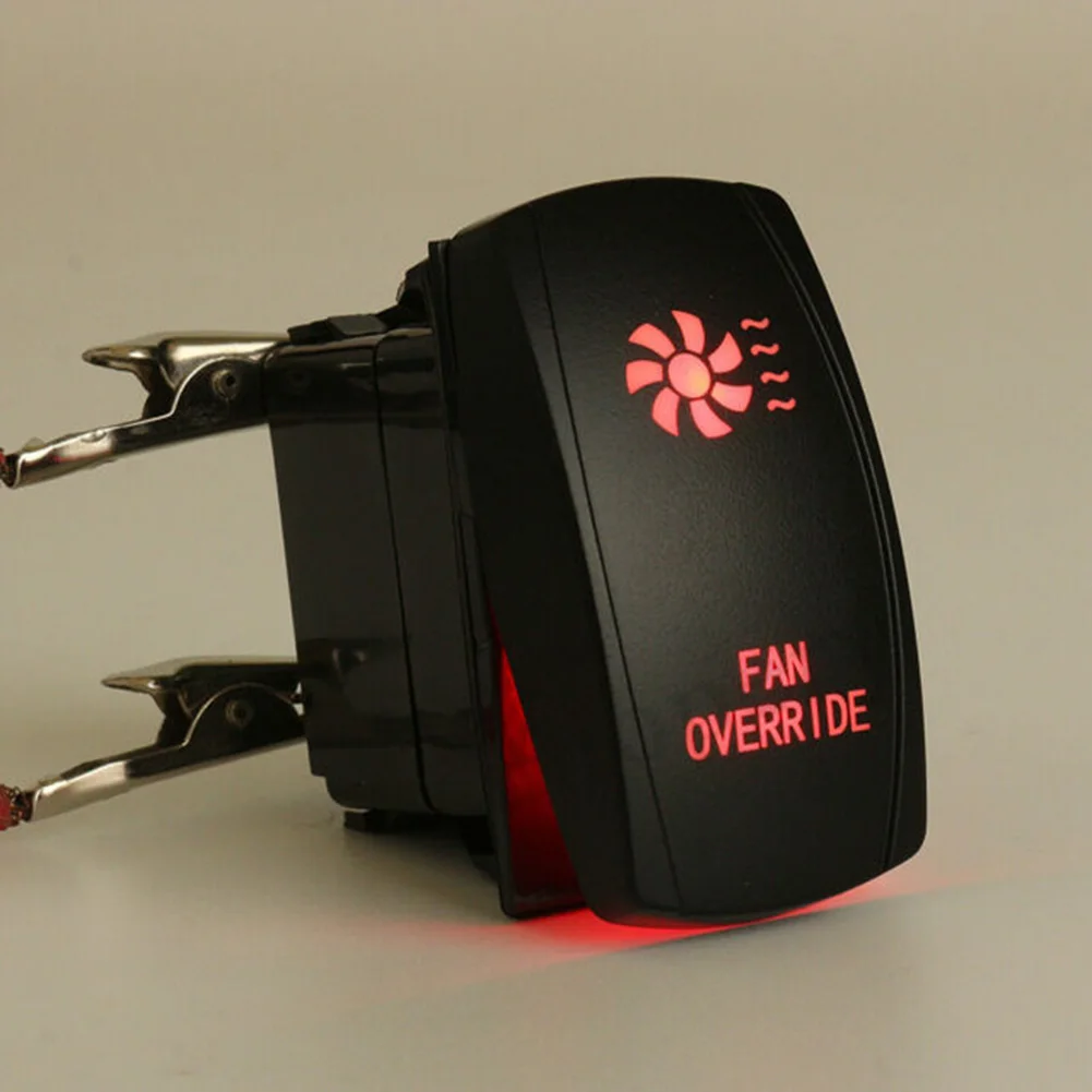 

12V 20A 5 Pin Rocker Switch Control Red LED Fan Override For ATV UTV Car Auto For UTVs, Boats, Cars, Trucks, Machines, Tractors,