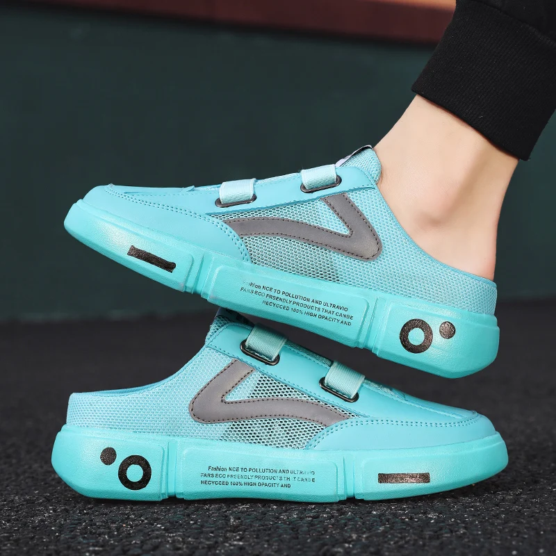 Summer Men's Youth Trend Slipper Mesh Half Shoes Men's Slippers Men's Casual Shoes Fashionable Light Comfortable And Breathable