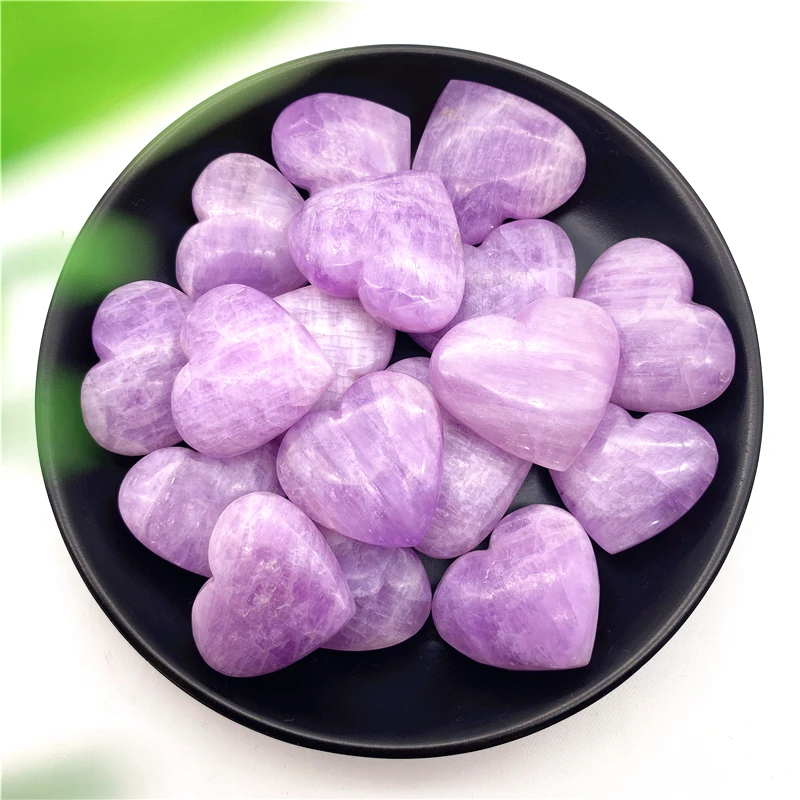 

Natural Kunzite Crystal Heart Shaped Stones Healing Gemstone Crystal Hearts Home Decor Natural Stones and Minerals