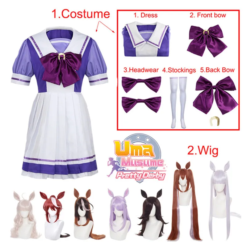 

Umamusume Pretty Derby Special Week Silence Suzuka Gold Ship Cosplay Costume Bow Sock Halloween Show For Women Role Play