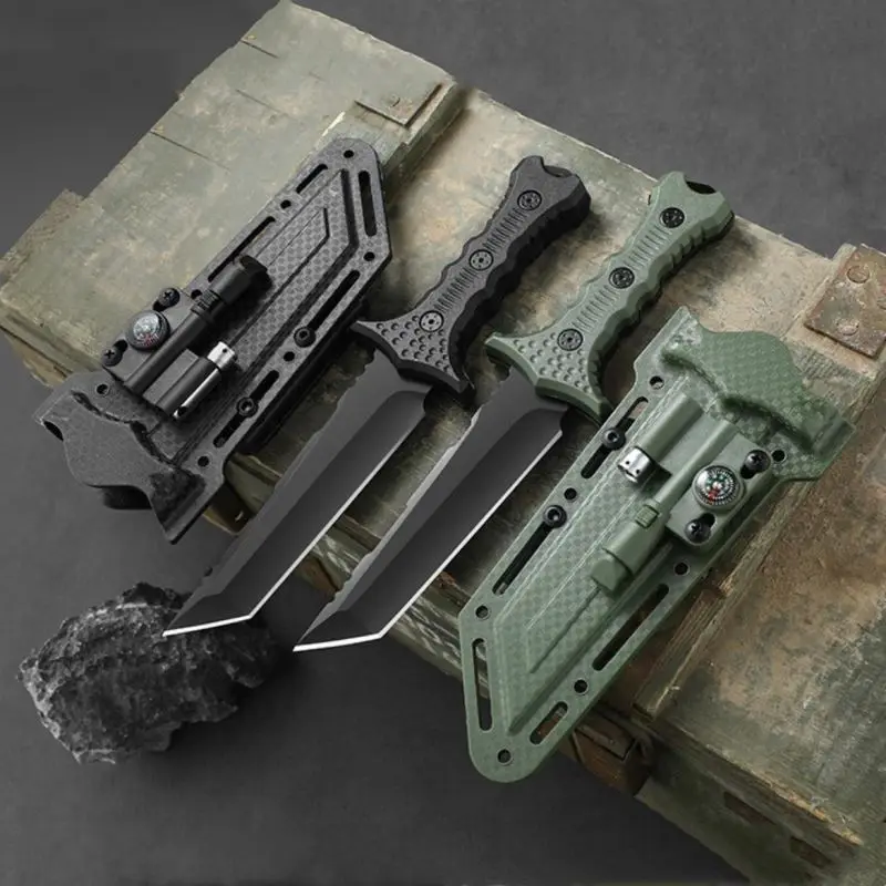 Портативный нож для самообороны и выживания С кремневым компасом