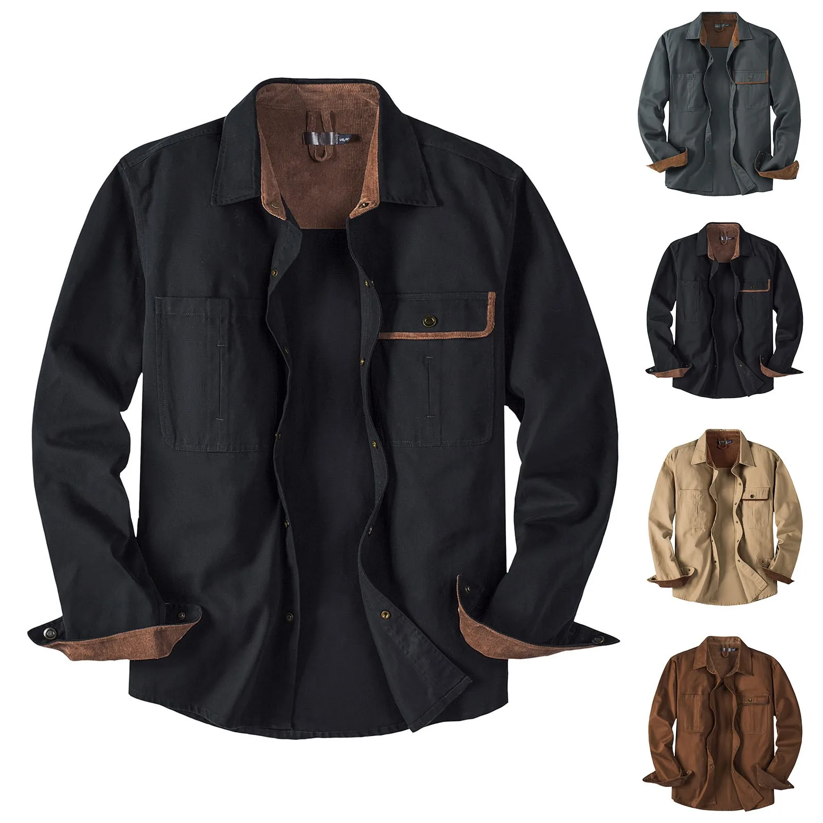 

Young Mens Puffy Coat US Size Mens Workwear Washed Cotton Loose Solid Men's 3x Jacket Work Winter Jackets for Men