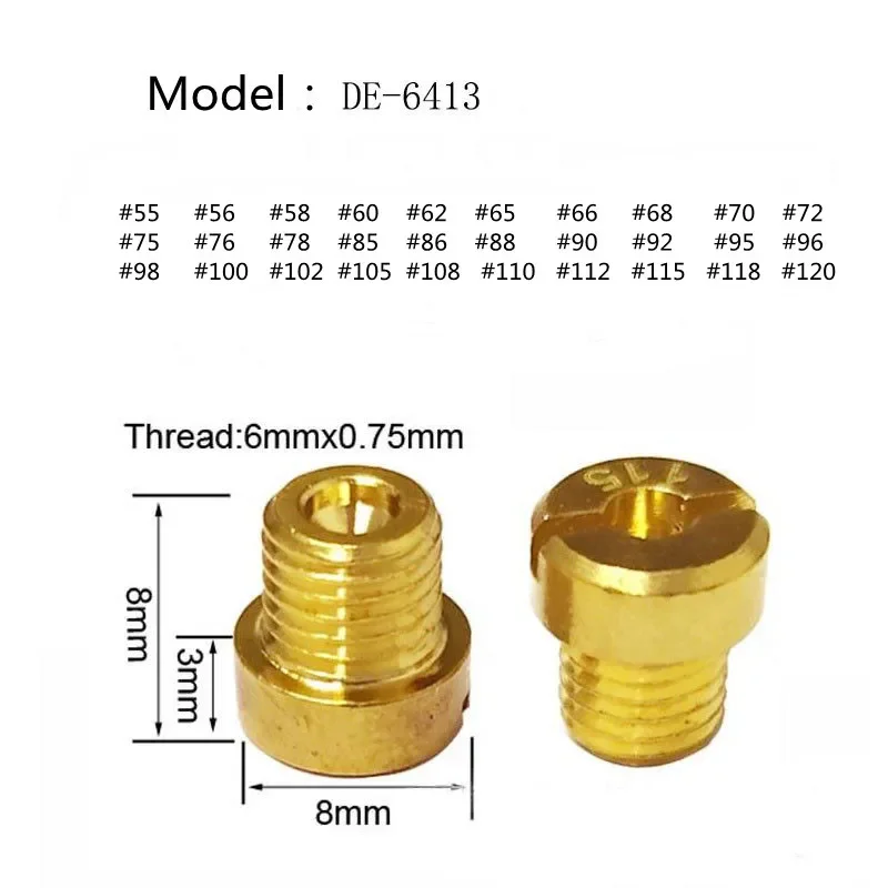 

10 шт. главные жиклеры карбюратора M6 PHBH PHBL 55-120 # Для DellOrto FRD PHF VHB VHSH резьба форсунки 6 мм карбюратор для мотоцикла