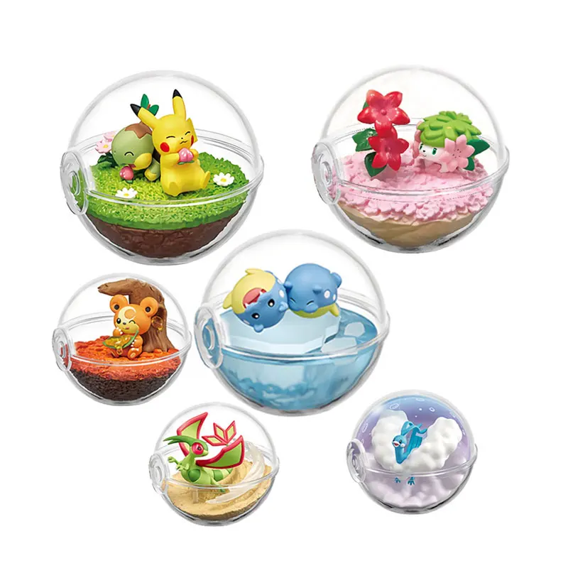 Фото Pokemon Re Ment Террариум коллекция фигурки Пикачу альтария игрушка милая прозрачная модель детские праздничные игрушки подарки аниме Декор №1