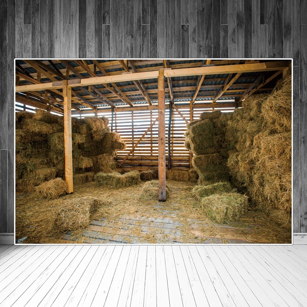 

Rural Farm Barn Haystack Scene Backdrops Photography Decors Wooden House Interior Personalized Baby Photocall Photo Backgrounds