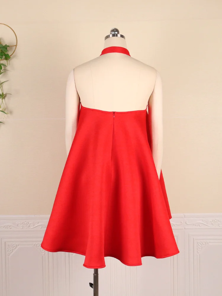 Милое женское вечернее вечерние Бальное мини-платье на выпускной с лямкой шее и