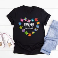kawaii kindergarten teacher shirt funny palm print graphic tee fashion teacher life shirts teachers day gift short sleeve tops
