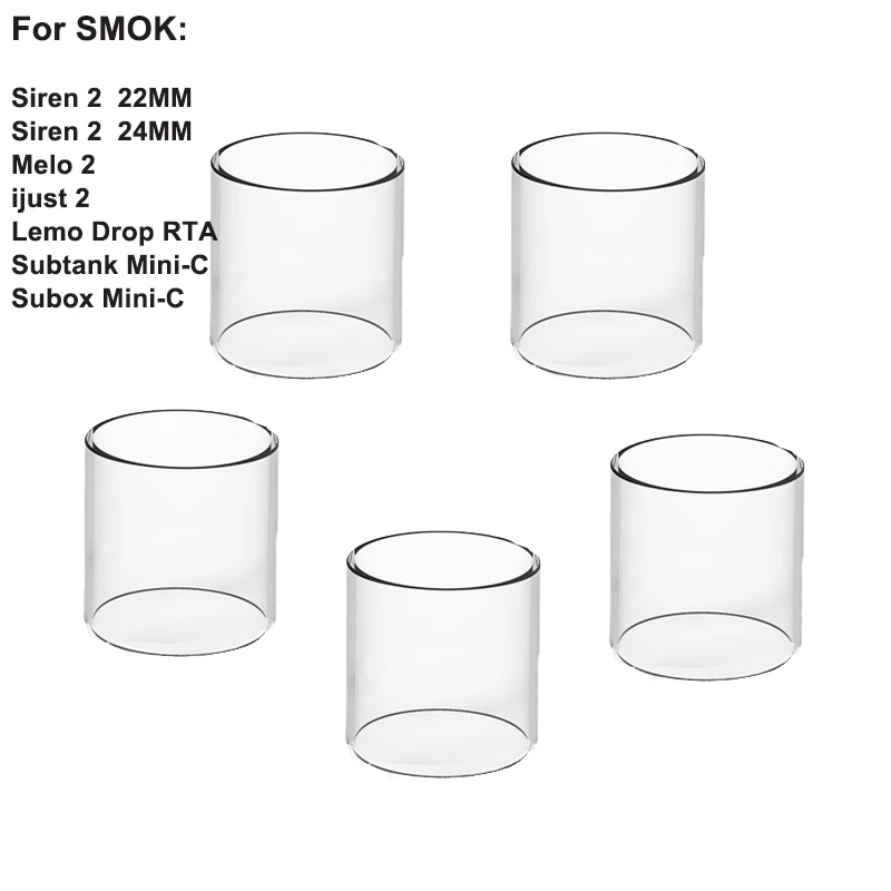Прямая стеклянная трубка Pyrex Tank для Smok Siren 2 22 мм 24 мм/Melo 2/ ijust /Subtank Mini-C/Subox Mini-C