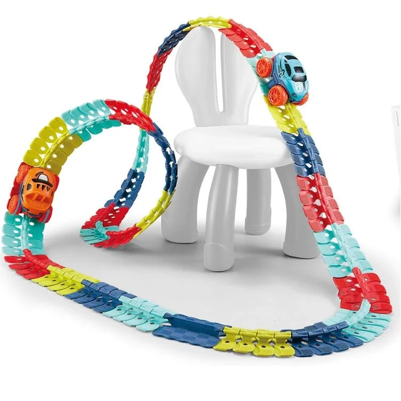 

Changeable Track With LED Light-Up Race Car Flexible Assembled Rail Car Small Train Toy DIY Flip Electric Light Dropshipping