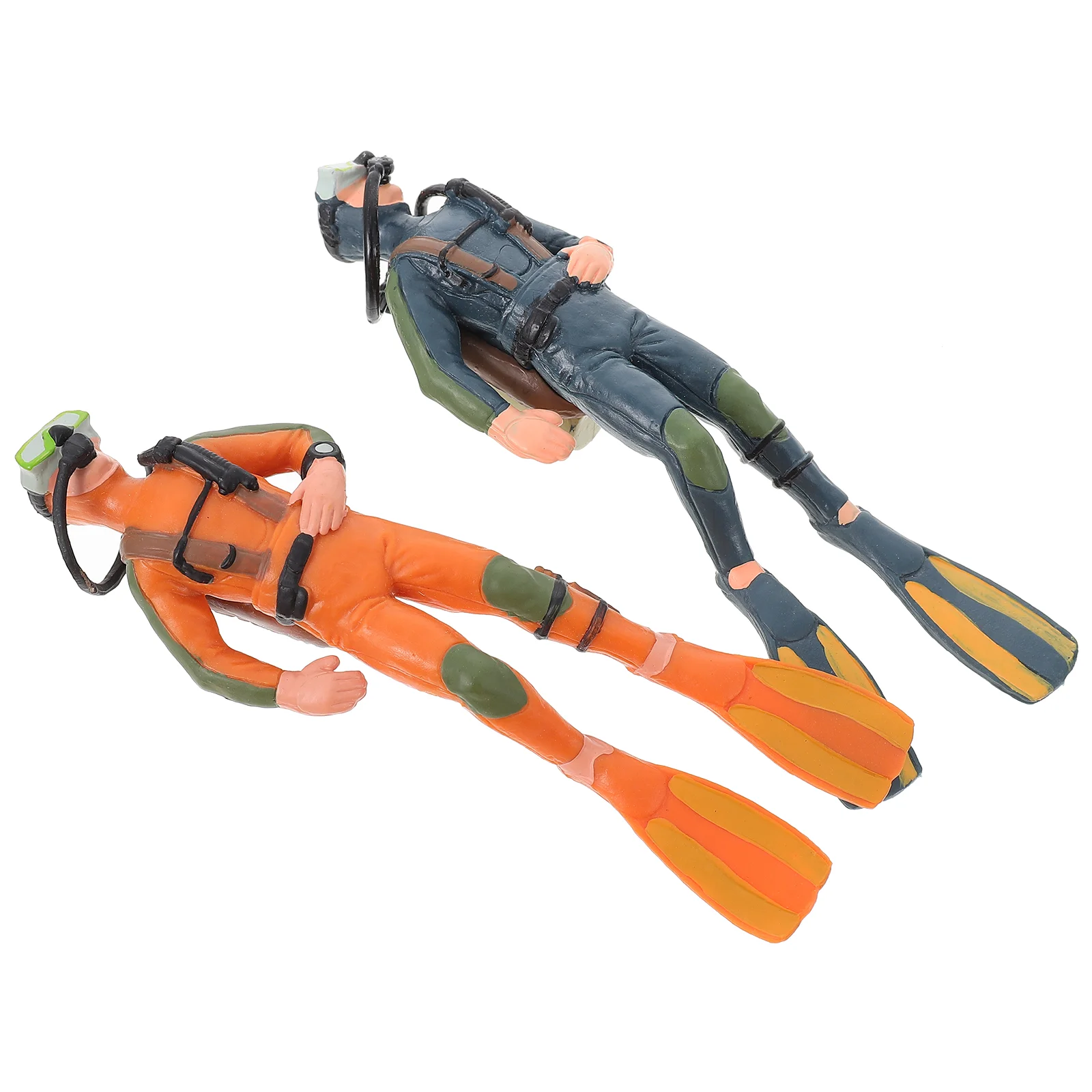 

2 Pcs Aquarium PVC Figure Decor Betta Fish Toys Puppet Scene Layout Ornament Underwater Explorer Simulation Diver Desk Top