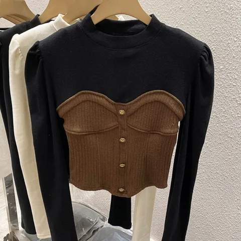 Neploe полосатая Лоскутная тонкая нижняя слойная рубашка Топ Маленькие Ароматические вставки Искусственные две штуки Harajuku Mujer новая модель