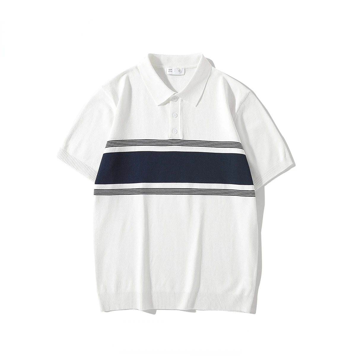 

2023 Summer Knitted POLO Shirts Men Short Sleeve Tee Tops Fashion Striped POLO Shirts Business Casual Male Clothing R17