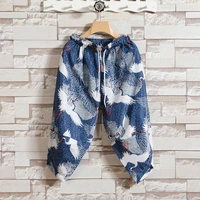 summer print cropped trousers chinese style casual lagre size 3xl 4xl 5xl tether pajamas pant crane underwear pyjamas home wear