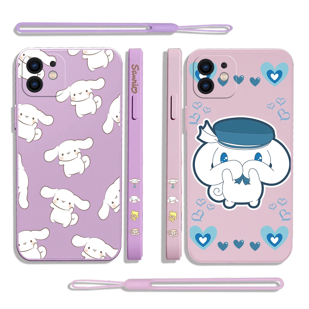 

Sanrio Cinnamoroll Phone Case For Samsung Galaxy S22 S21 S20 Ultra Plus FE S10 S9 S10E Note 20 ultra 10 9 Cover with Hand Strap