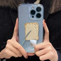 luxury cute cartoon toast soft silicone phone case for iphone 11 case for iphone 13 12 pro max x xr xs 7 8 plus clear back cover