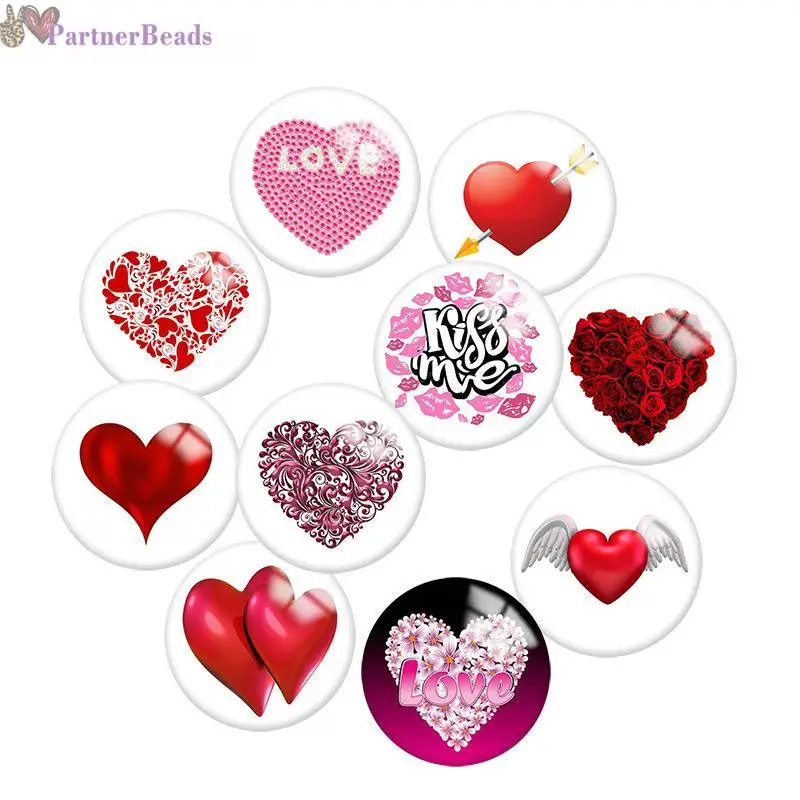 

Red LoveRound Photo Glass Cabochon Demo Flat Back Making Findings 20mm Snap Button N2531
