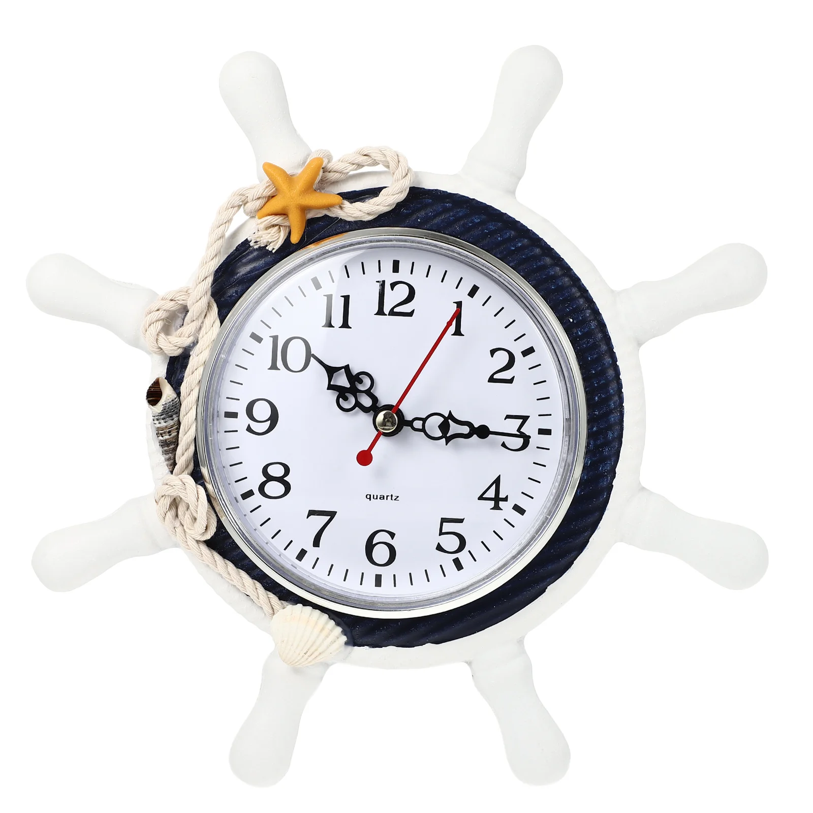 

Clock Wall Wheel Nautical Decor Beach Mediterranean Ship Steering Bathroom Hanging Silent Style Clocks Anchor Decoration Coastal