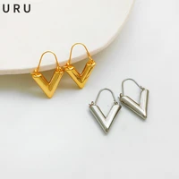 trendy jewelry metal v shape drop earrings hot sale simply design high quality brass metal dangle earrings for women gifts