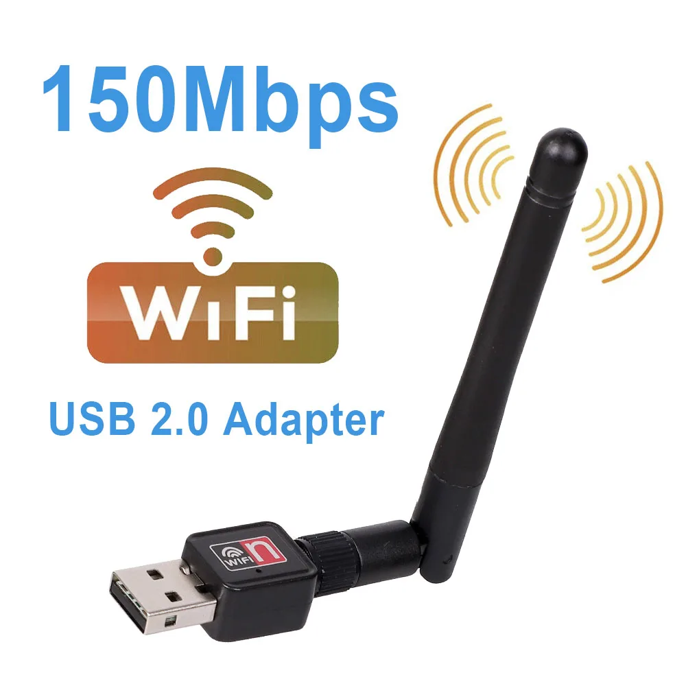 

2.4Ghz USB Wifi Adapter 150Mbps Wireless Network Card 802.11n/g/b USB 2.0 Ethernet Wi-fi Dongle for PC Windows 2db Gain Antenna