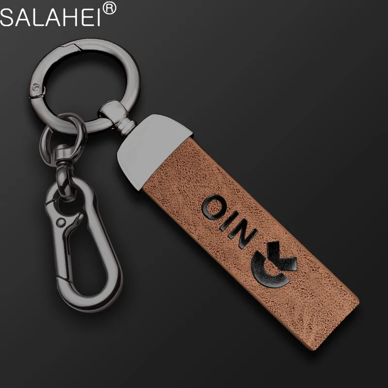 

1PC New Car Leather+Zinc Alloy Keychain Emblems Keyring Key Decoration Ring For NIO EC6 ES6 ES7 ET5 ET7 EP9 EVE Auto Accessories