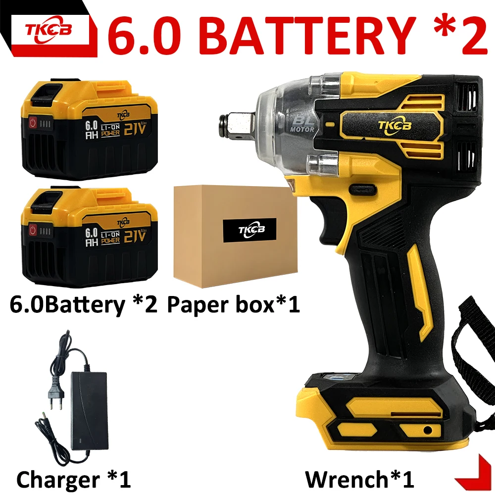 

Электрический ударный гайковерт TKCB 520n.M 1/2 дюйма литий-ионный аккумулятор 18 В