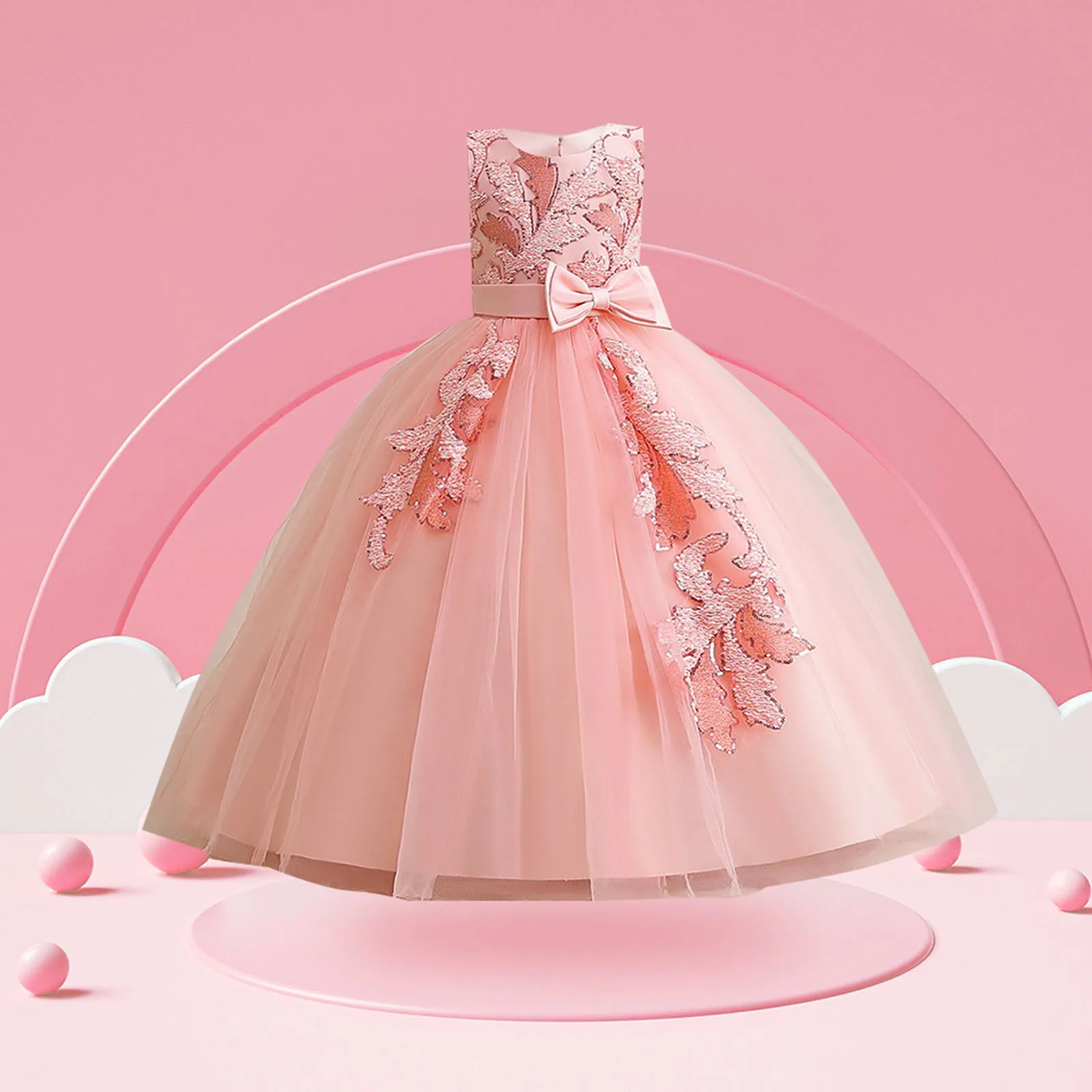 

Детское платье принцессы, длинное платье с блестками, для выступлений на пианино, пасхальное платье для маленьких девочек