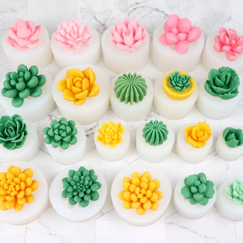 

DIY Succulent Cactus Wax Scented Candle Silicone Mold Plaster Decoration Cake Gypsum Ice Cube Baking Soap Resin Plaster Mould