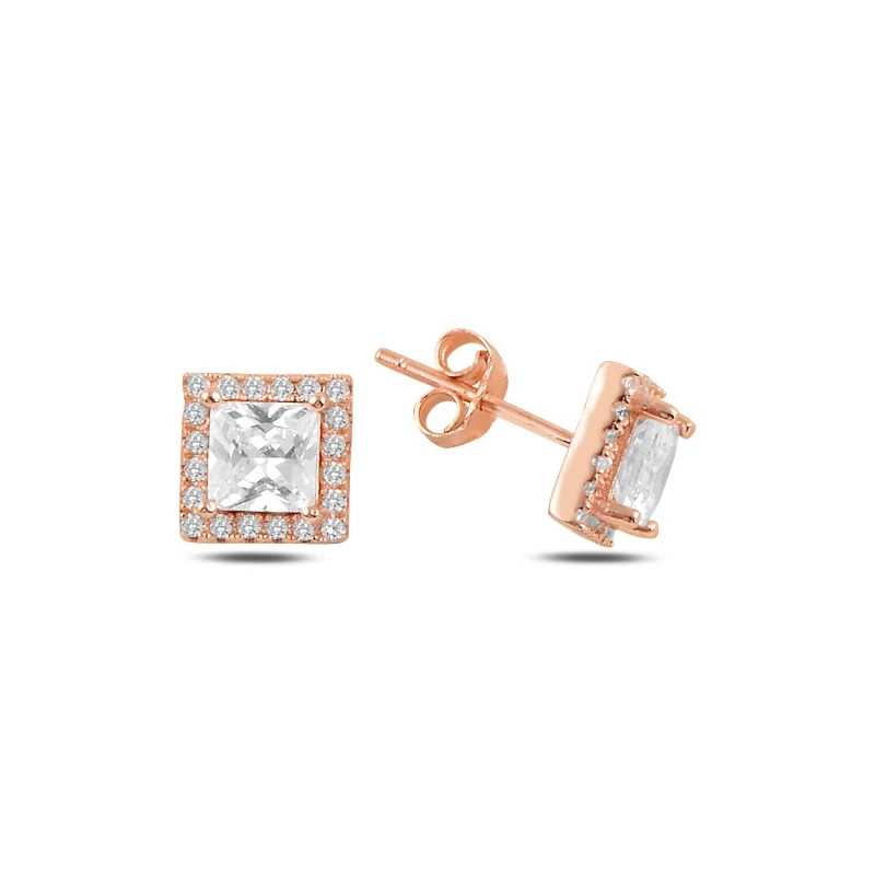 

Silver 925 Sterling Square Zircon Engagement Earrings