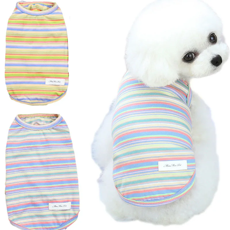 

Thin Sleeveless Vest Summer Pet Dog Clothes Strips Hoodies Shirt Clothing Puppy Cat Vests For Small Dogs Pups Costume Yorkie XXL