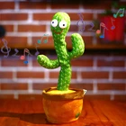 Кактус, плюшевая игрушка, электрическое пение, 120 песен, танцующий и скручивающийся кактус, светящаяся запись, обучение разговору, скручивание, плюшевая игрушка