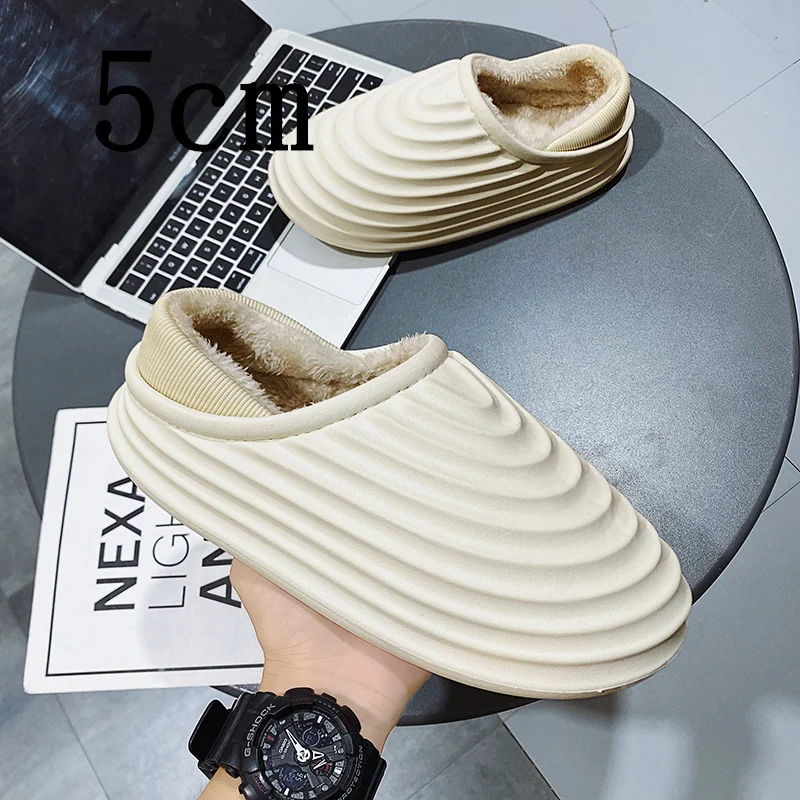 

Women Home Slippers EVA Light Weight Waterproof Slippers Outdoor Warm Cotton Plush Soft Platform Shoes for Winter Dropshipping