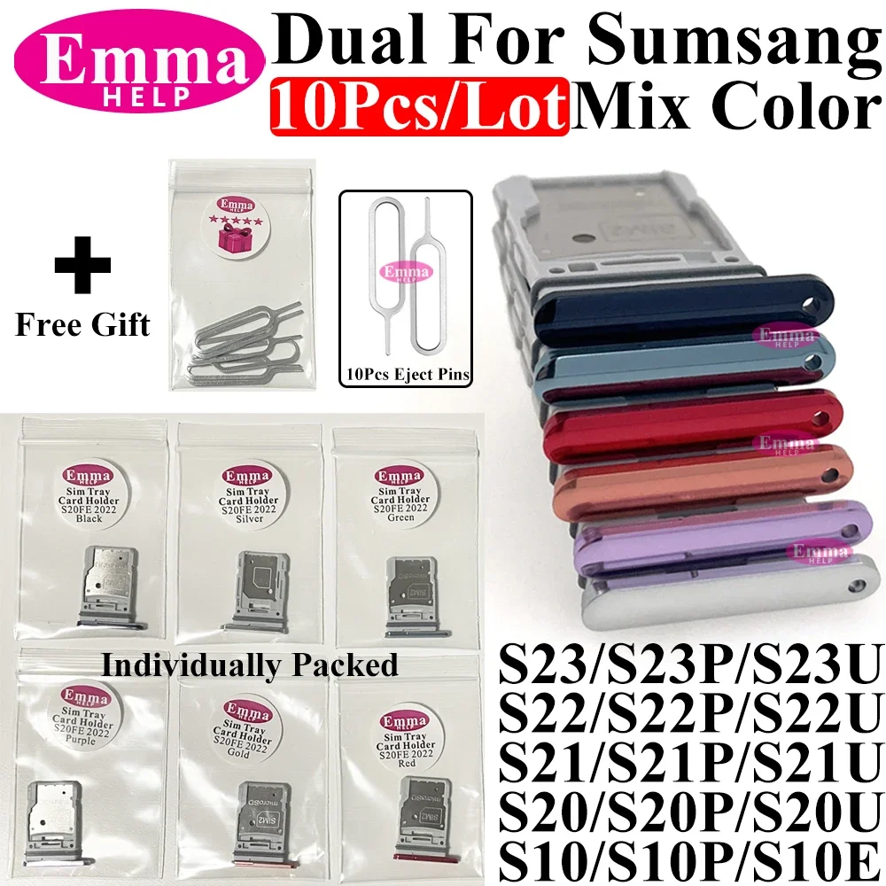 Фото 10 шт. лоток для SIM-карты для Samsung S21 S22 Plus S23+ S24 Ultra S20 FE S10, держатель слота для чипа, адаптер, разъем Micro Nano, часть разъема №4