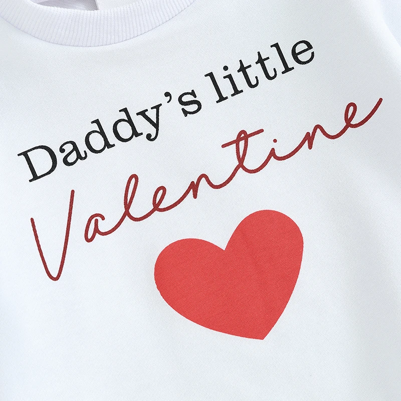 

Girls Valentine s Day Sets White Long Sleeve Letter Sweatshirt Heart Elastic Waist Pants Sets for Toddlers Casual