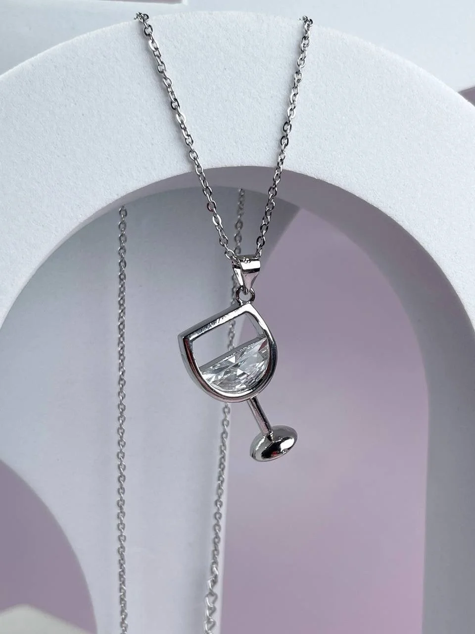 

DZ9 Wine Cup Necklace Copper Inl Zircon Women's Sparkling Exquisite Cup Shape Women Girl Party Festival Pendant Beautiful Gift