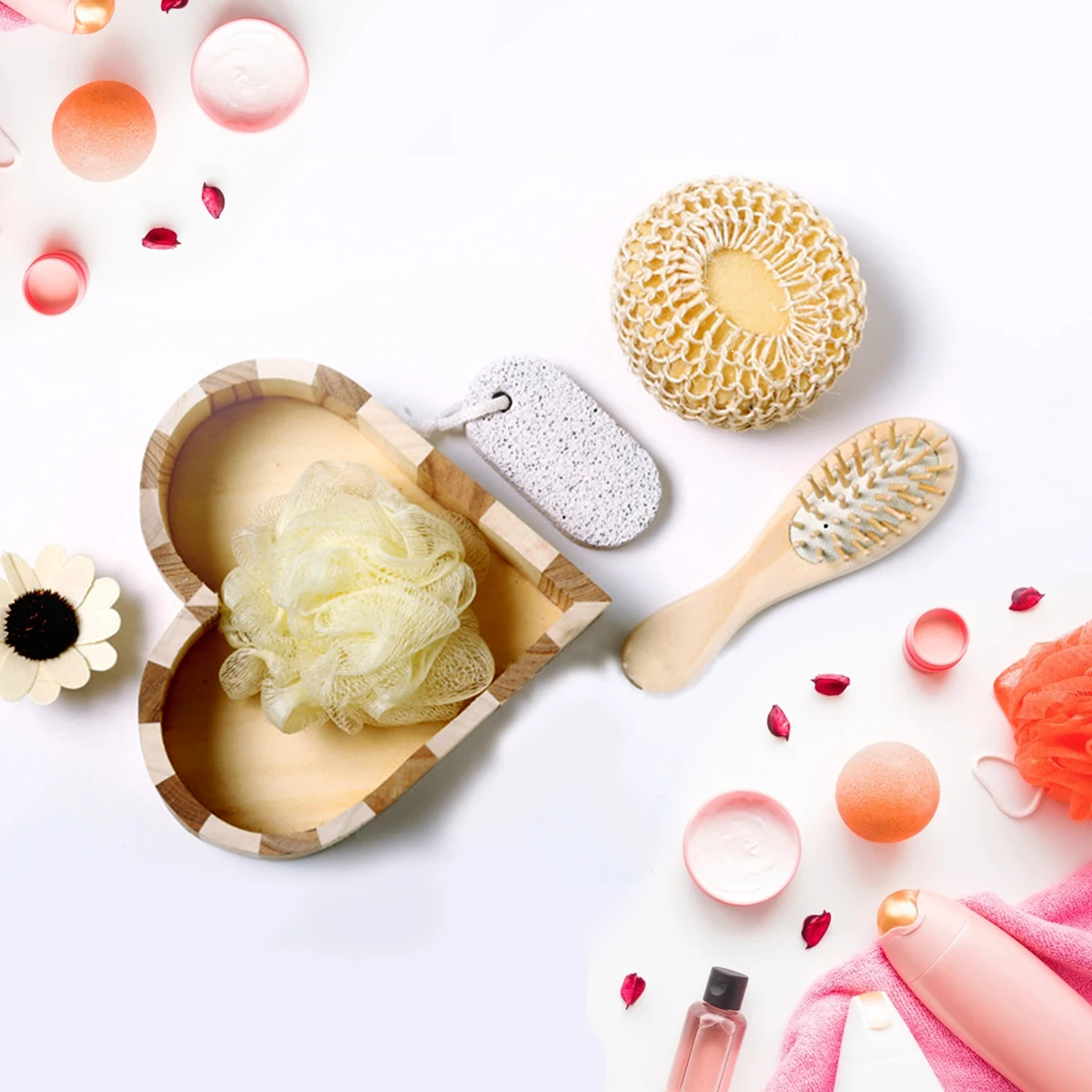 Подарочный набор из 6 предметов для ванны спа душа деревянный массажа лица