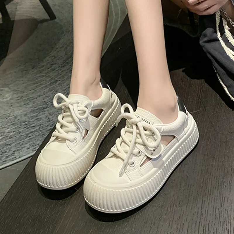 2023 Summer New Women's Hollow Out Shoes Platform Sneakers Solid Casual Personality Walking Fashion Female Zapatillas De Mujer