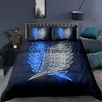 anime attack on titan 3d printed bedding set duvet cover pillowcase freedom wings bedclothes for boys kids twin single full size