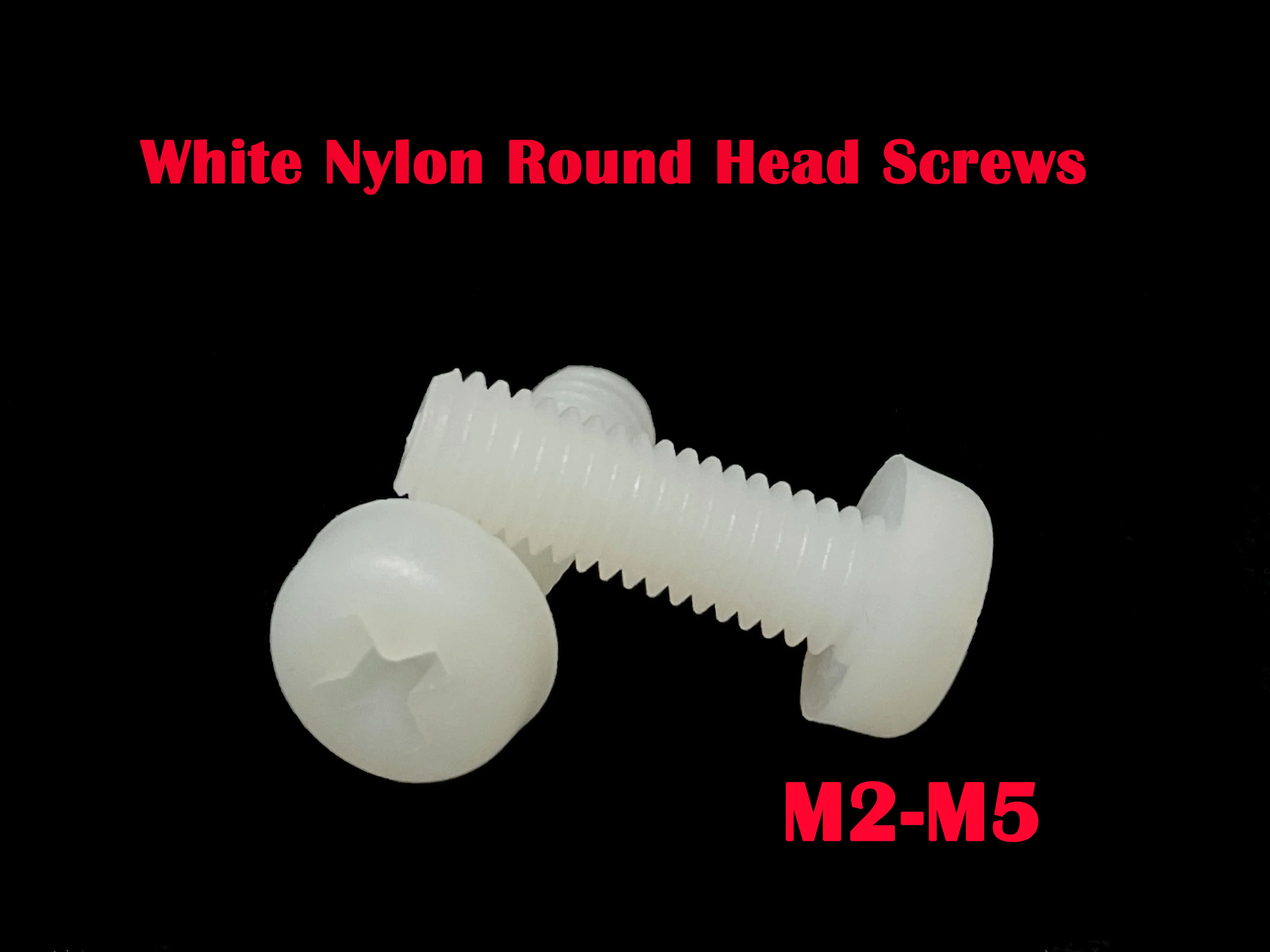

Metric Thread White Nylon Plastic Phillips Round Screw Bolt M2-M5