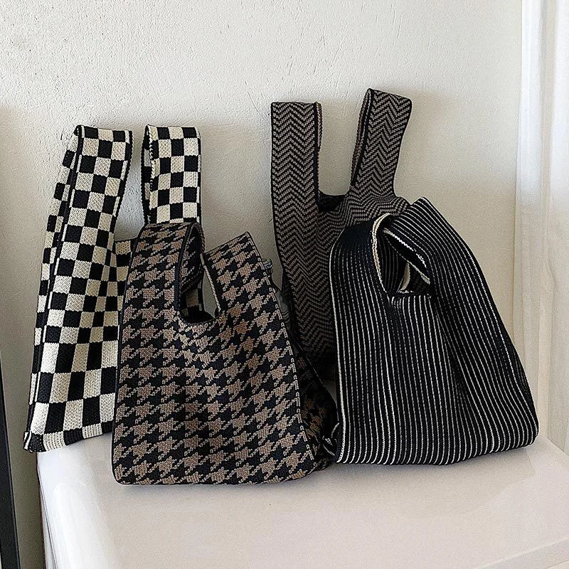 

Female Woolen Knitted Braid Handbag Crochet Winter Korean Fashion Autumn And Winter Shoulder Bags Tote Bags for Women