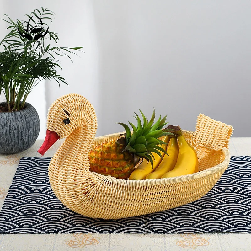 

2 Pcs Imitation Rattan Weaving Receive A Basket Clothes Basket Personality Fruit Basket Chick Goose Duck Deer Baskets Wicker