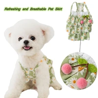 pet dog dress korea kawaii lovely bichon chihuahua clothes flowers print princess dog skirt summer dogs pets garment puppy