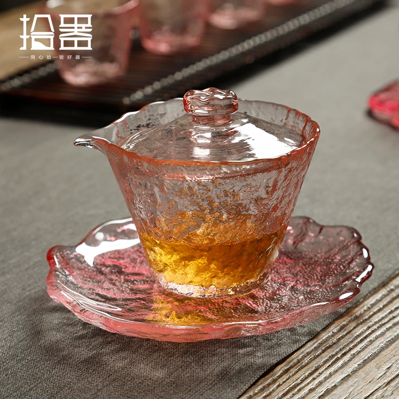

Japanese style glass tea set set Sancai cover bowl tea maker women's high-end household kungfu tea cup glazed tea cup